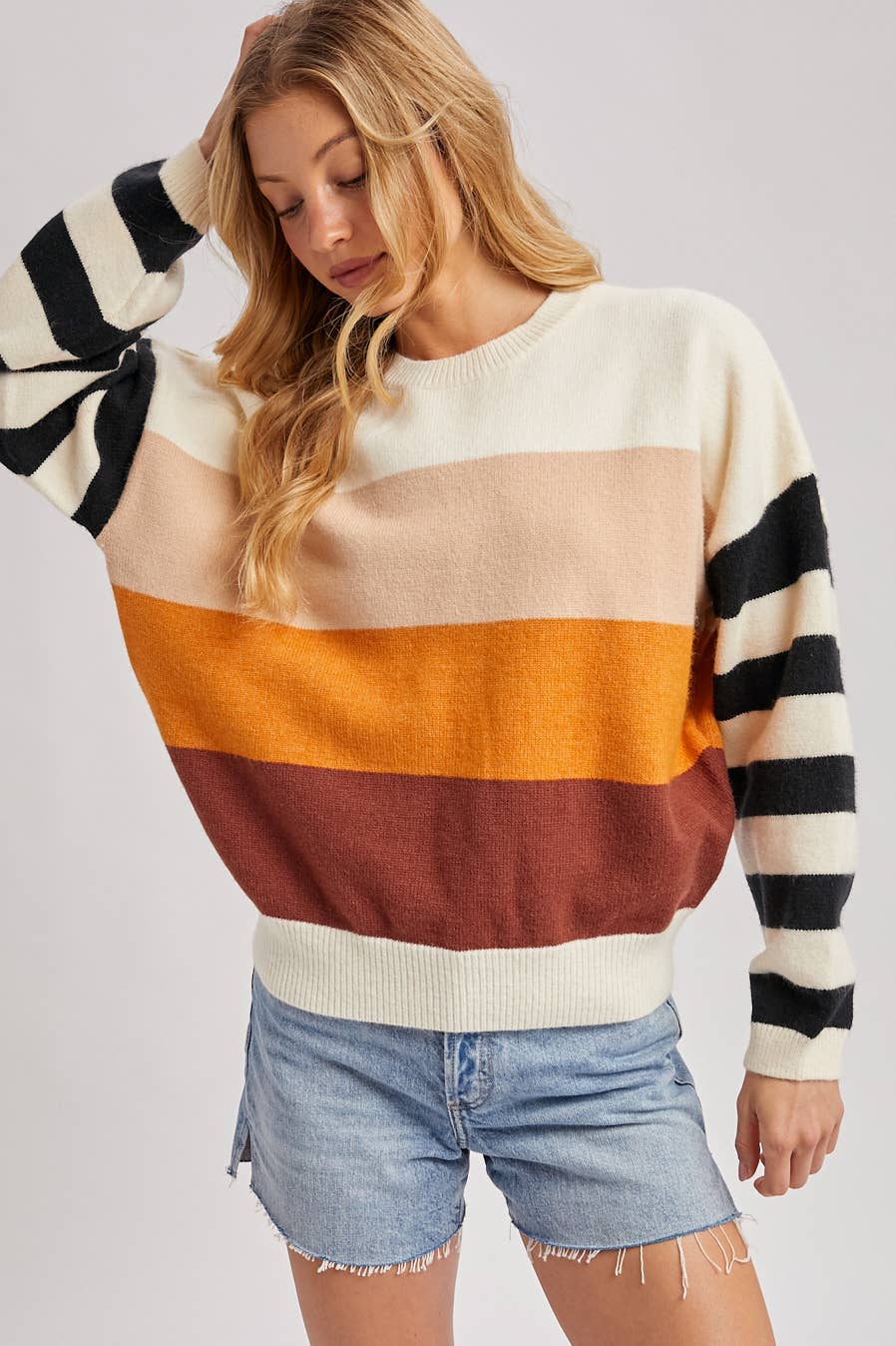 COLOR BLOCK SWEATER PULLOVER