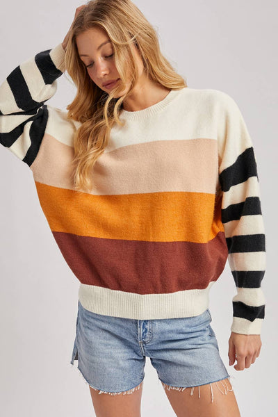 COLOR BLOCK SWEATER PULLOVER