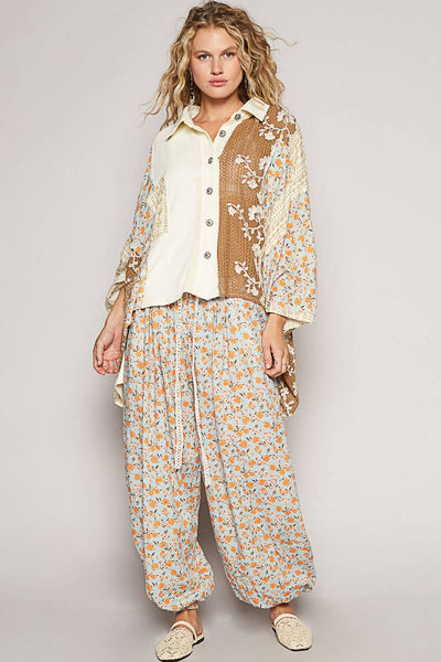 Multi colored printed woven casual pants
