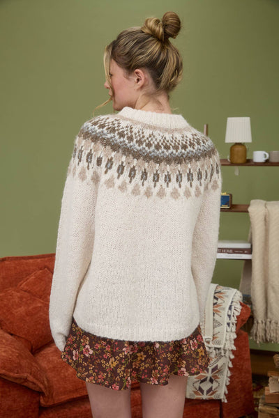 FAIR ISLE PATTERN LONG SLEEVE KNIT SWEATER