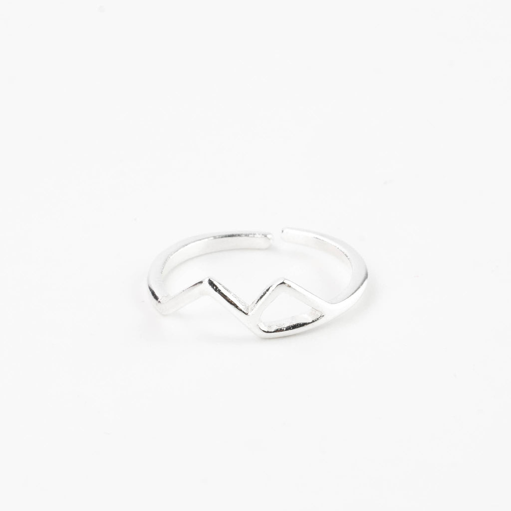 Mountain Adjustable Ring, Minimal Dainty Silver Ring