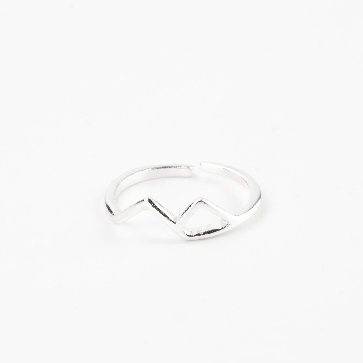 Mountain Adjustable Ring, Minimal Dainty Silver Ring