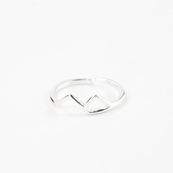Mountain Adjustable Ring, Minimal Dainty Silver Ring