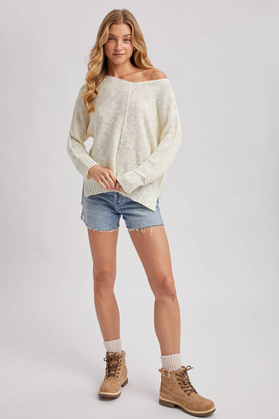 REVERSE SEAM LOOSE FIT SWEATER