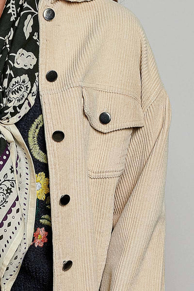 Pocket Front Button Down Corduroy Trucker Jacket