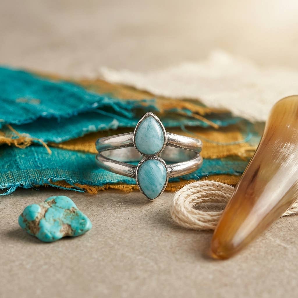 Tanvi Collection Ring - Silver with Double Amazonite
