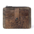 Driftwood Cove Embossed Leather Credit Card Holder in Olive Brown