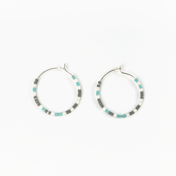 Cali Surf Beaded Hoop Earrings, Beaded Earrings, Surf, Boho
