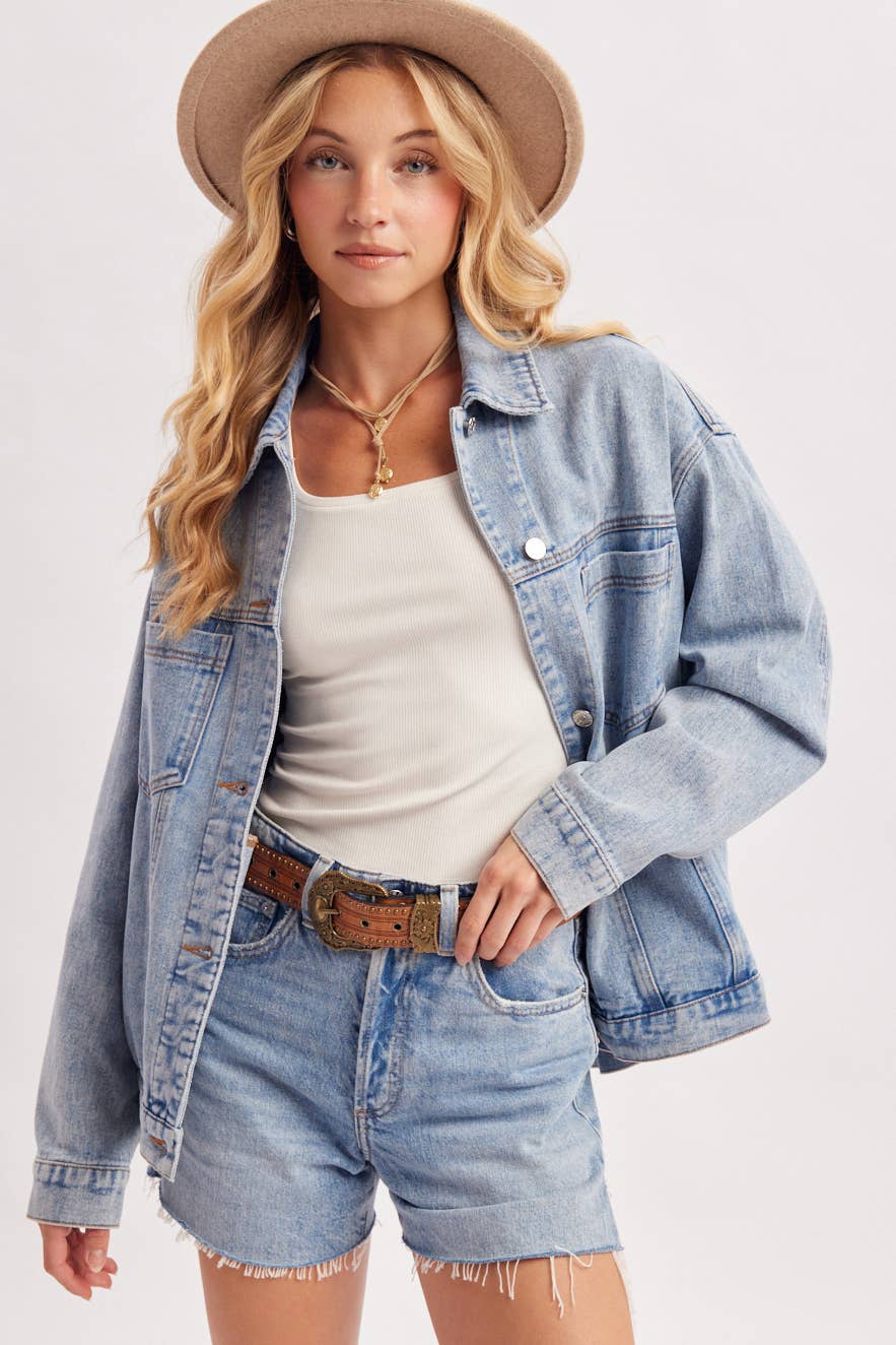 DENIM BUTTON DOWN OVERSIZED JACKET