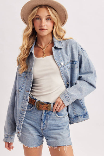 DENIM BUTTON DOWN OVERSIZED JACKET