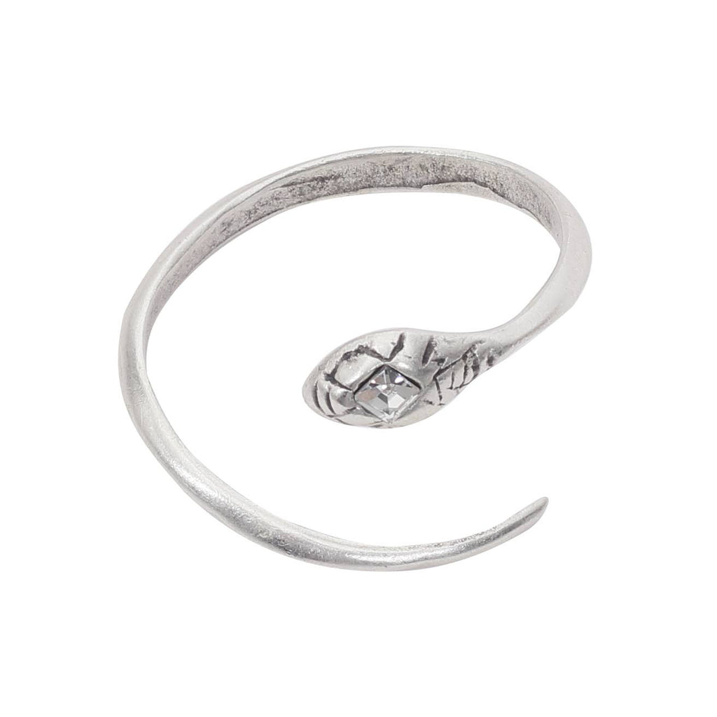 Handmade Brass Snake Bracelet With Clear Crystal - 2907