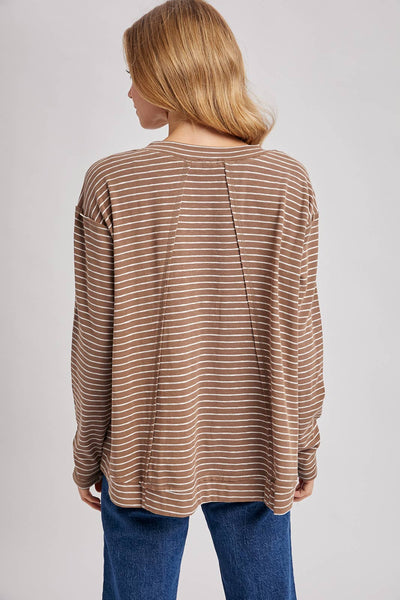 STRIPED CREW NECK  SLOUCHY KNIT TOP