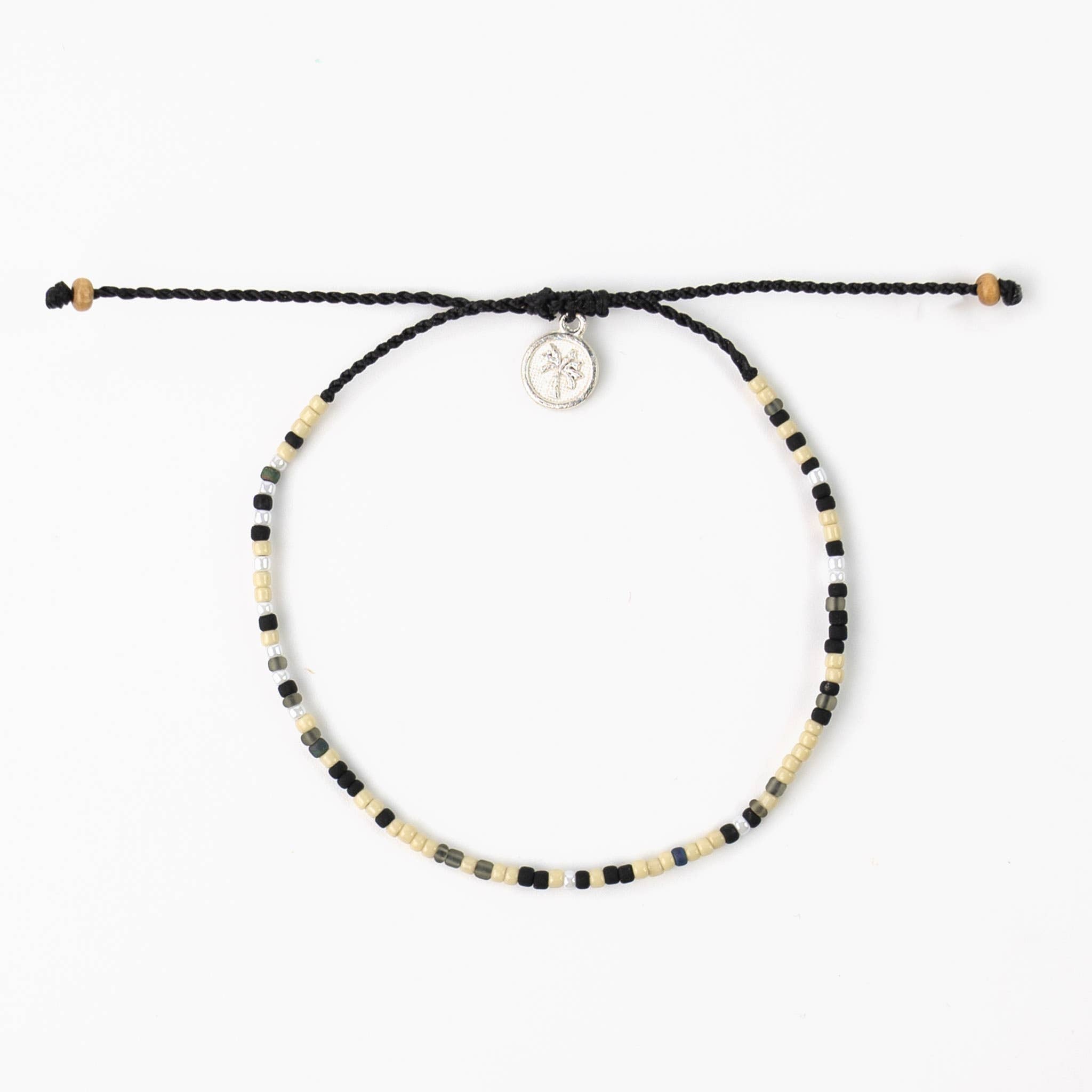 Alila Dainty Beaded Bracelet, Friendship Bracelet, Summer: Black & Gold