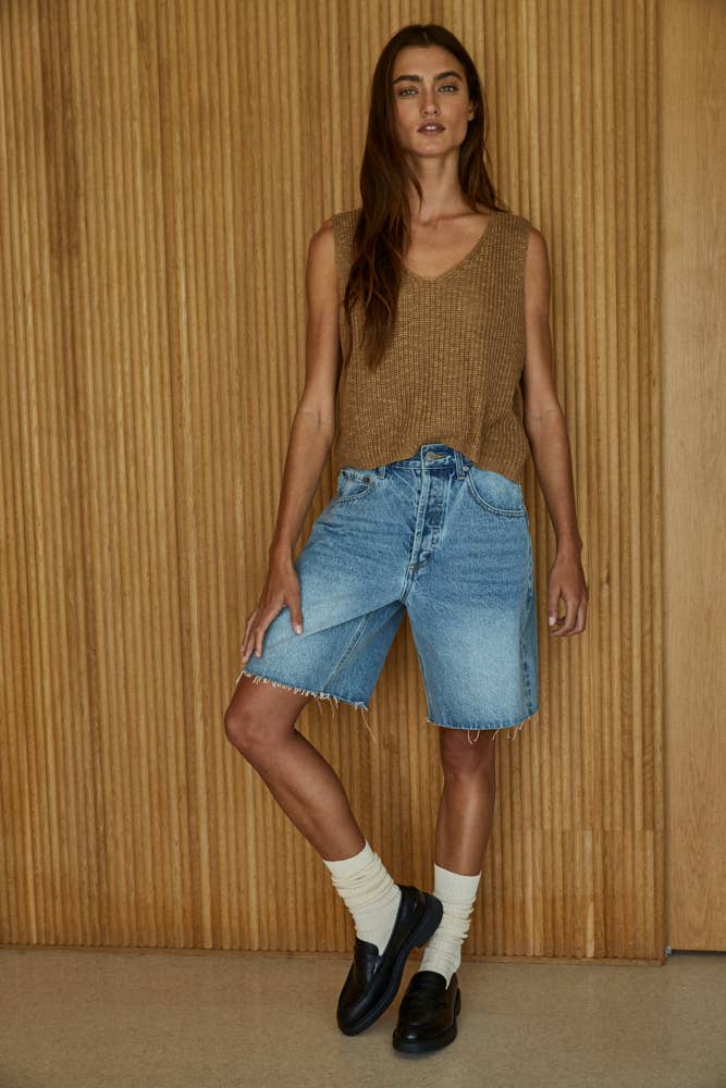 Knit Sweater Cotton Acrylic V-Neck Vest Top