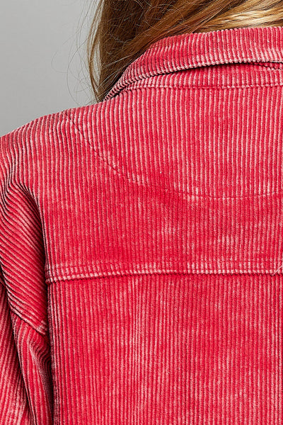 Pocket Front Button Down Corduroy Trucker Jacket