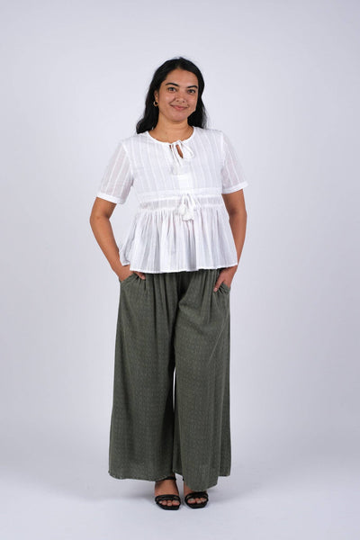 Bohemian Earthy Tone Wide Leg Pants