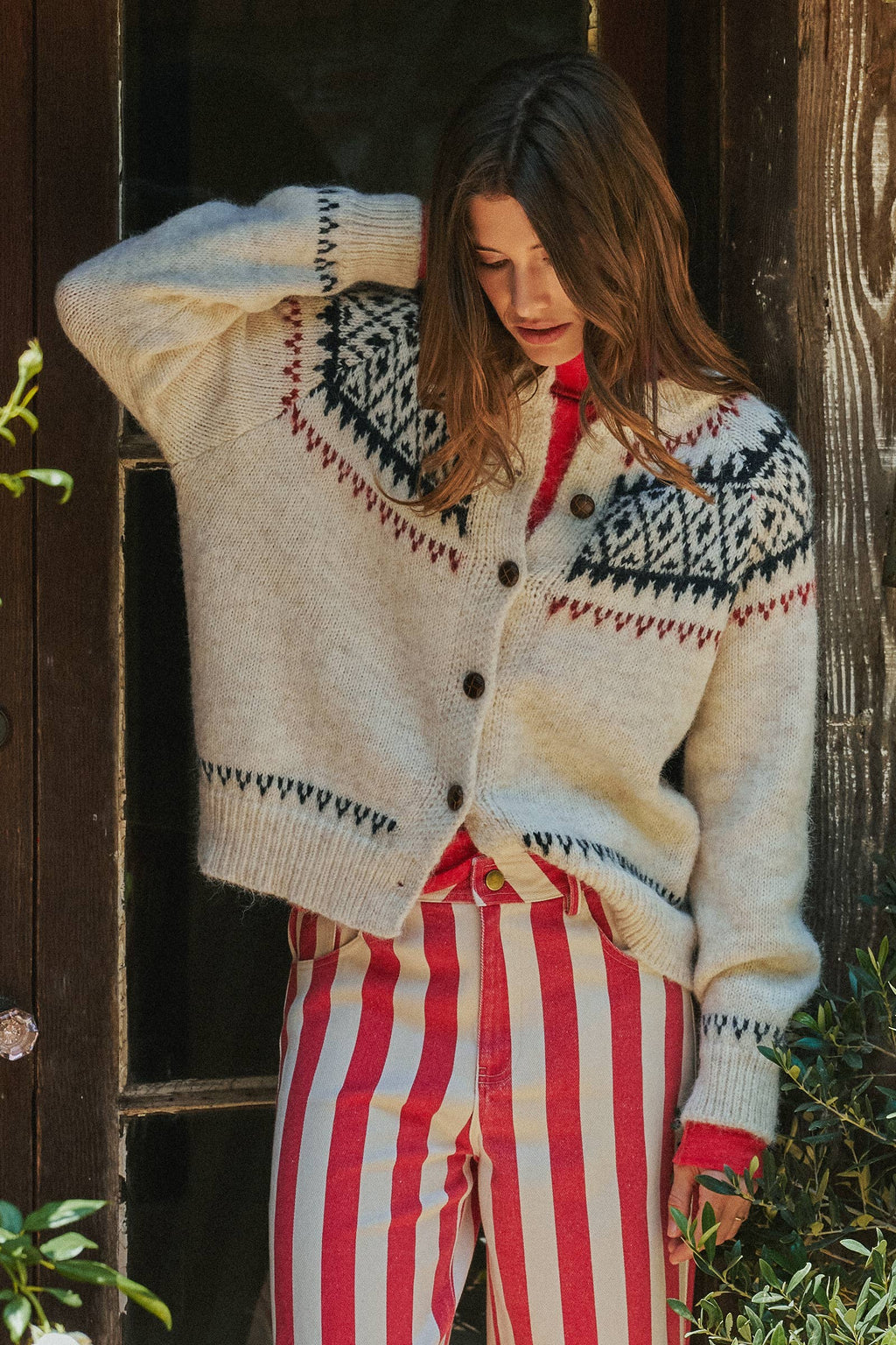 Fair Isle Nordic Toggle Knit Cardigan