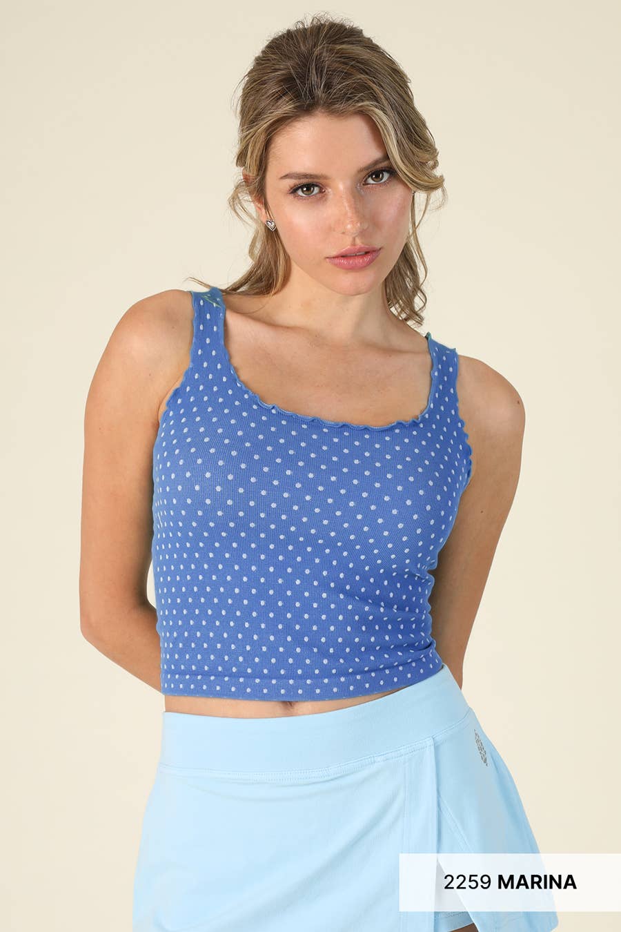 NS8531 - Polka Dot Edge Crop Top