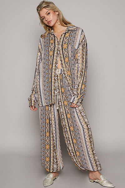 Multi colored printed woven casual pants