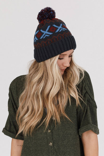 Nili Pom Beanie - Blue Multi