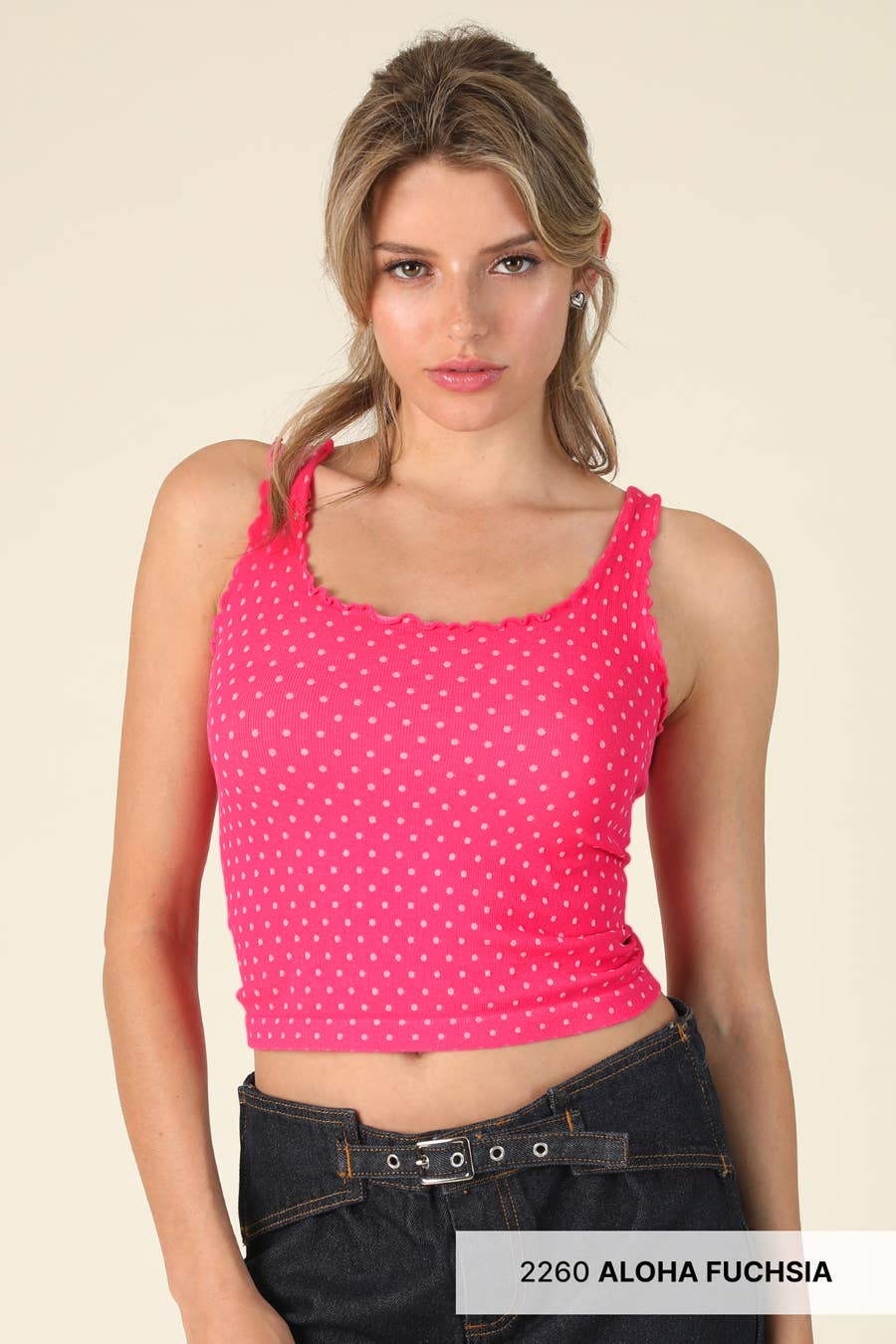 NS8531 - Polka Dot Edge Crop Top