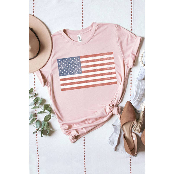 VINTAGE AMERICAN FLAG WASHED GRAPHIC TEE