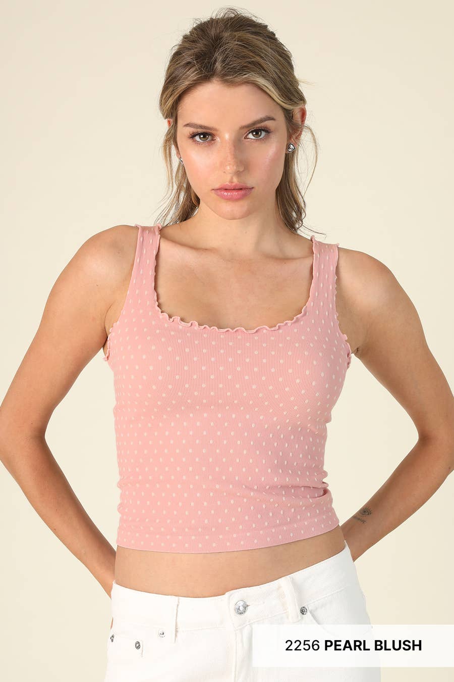 NS8531 - Polka Dot Edge Crop Top