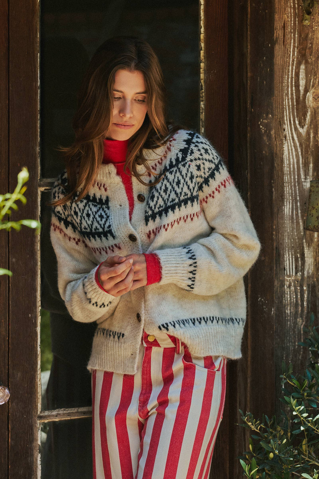 Fair Isle Nordic Toggle Knit Cardigan