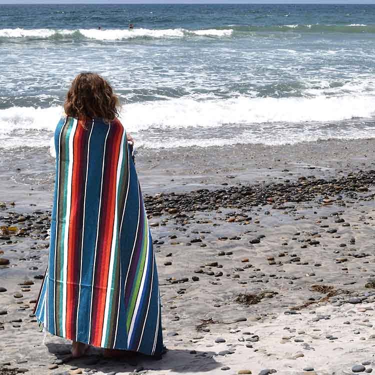 100% Cotton Blue Pastel Serape Mexican Blanket