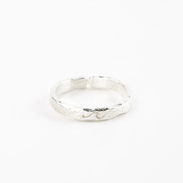 Flow With It Wave Ring, Adjustable Silver Stacking Ring
