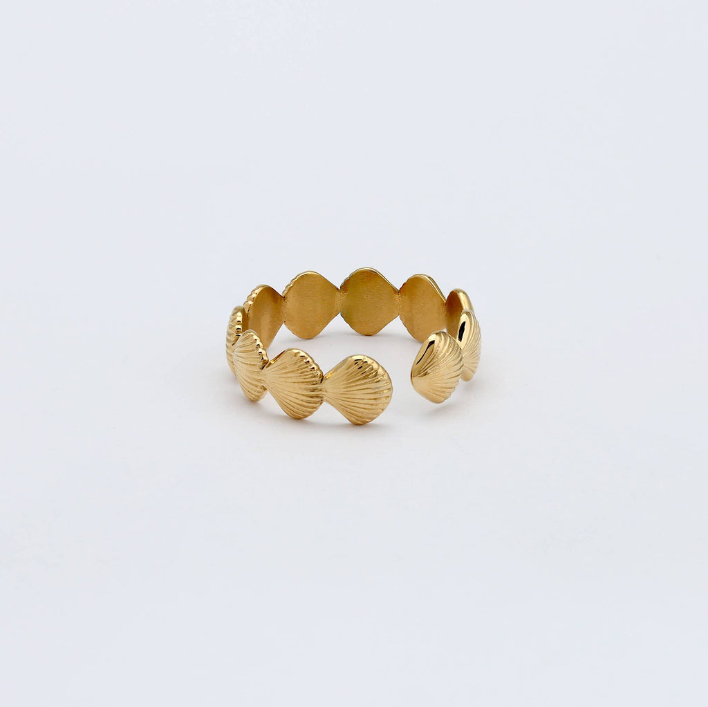 Ocean Treasure Ring, Dainty Waterproof Gold Ring