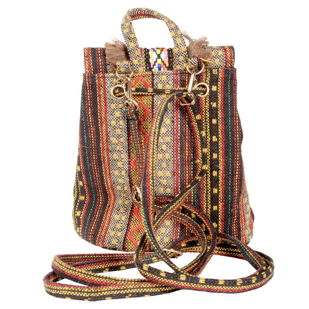 Small Gold Tones Backpack With Fringe