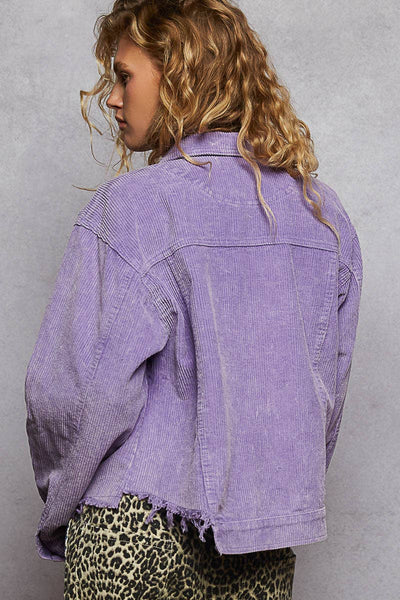 Pocket Front Button Down Corduroy Trucker Jacket