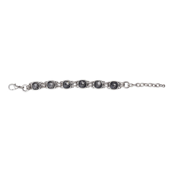 Handmade Smoky Crystal Pewter Bracelet - 2911