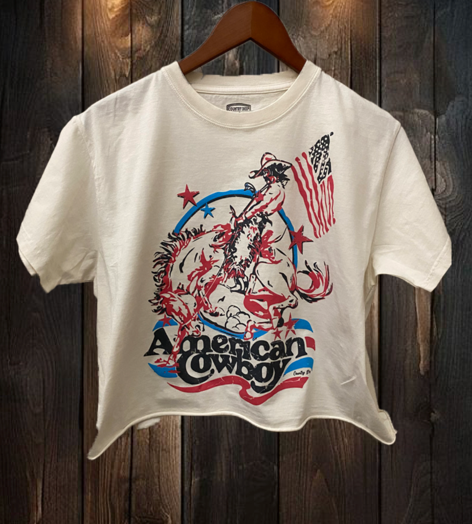 American Cowboy vintage relaxed Crop T-shirt