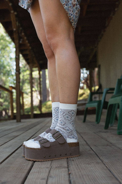Retro Bloom Socks - Ivory