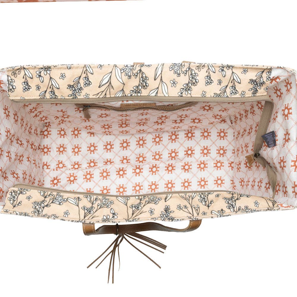 Brookside Cotton & Leather Weekender Bag in Warm Tan