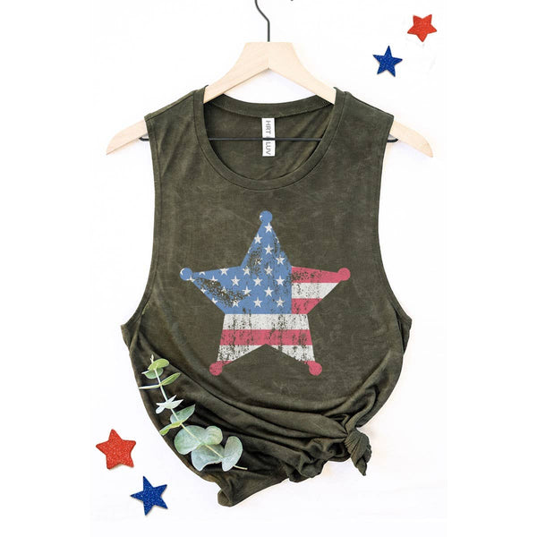 AMERICAN FLAG GRAPHIC TANK TOP