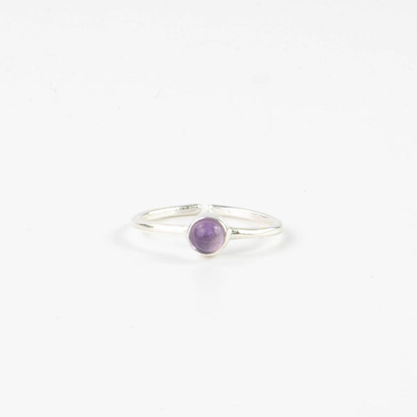 Gemstone Adjustable Ring, Dainty Silver Stacking Ring