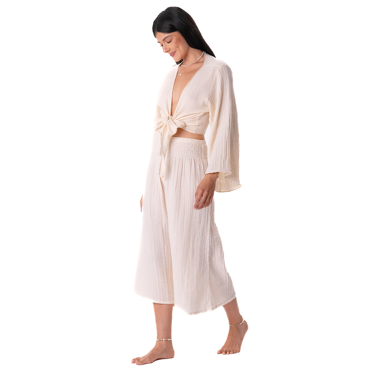 Cream Lagoon Cropped Pants