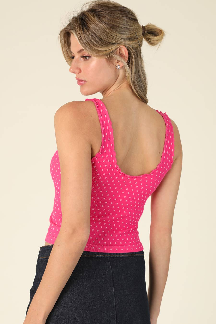 NS8531 - Polka Dot Edge Crop Top