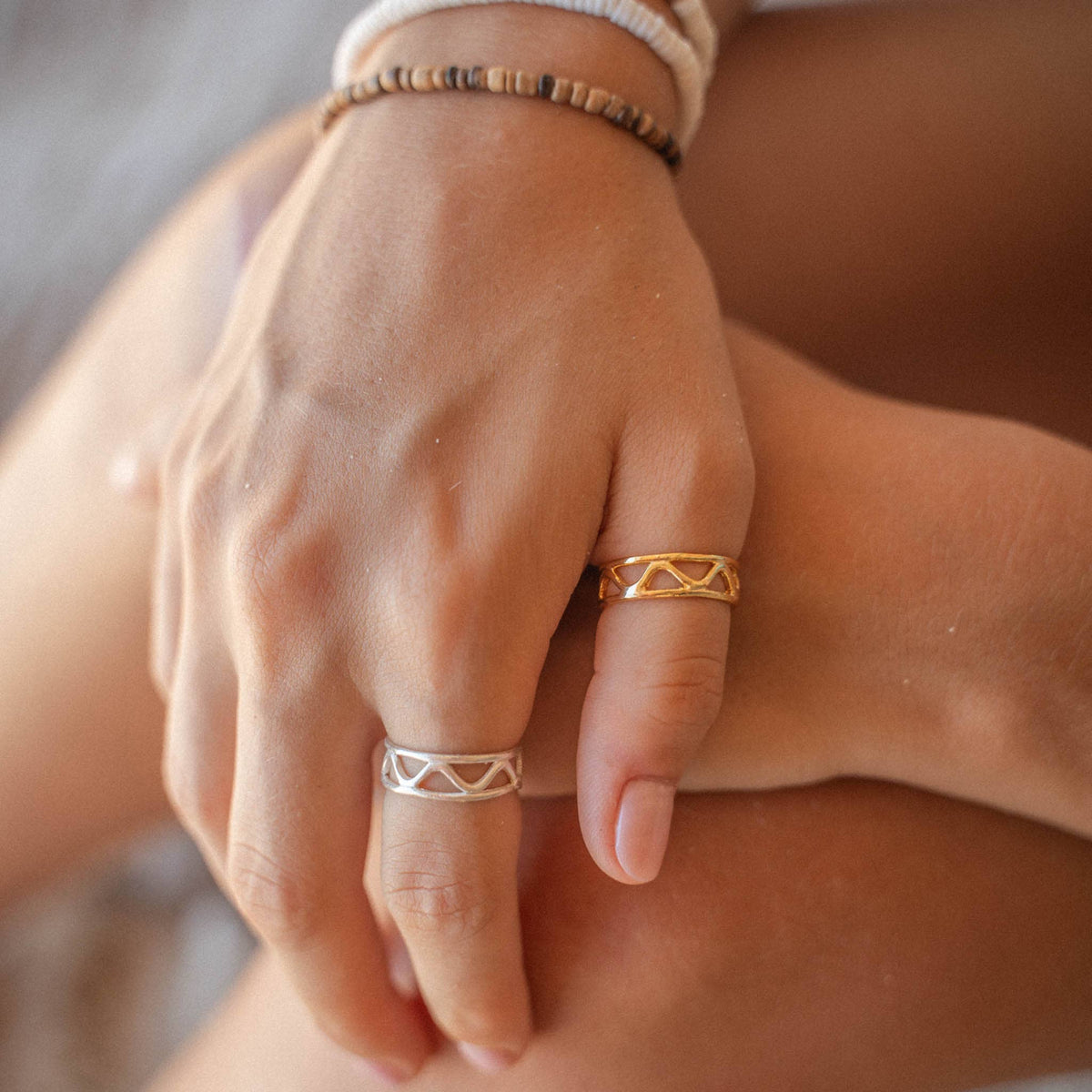 Buyan Wave Adjustable Ring, Silver Thumb Ring