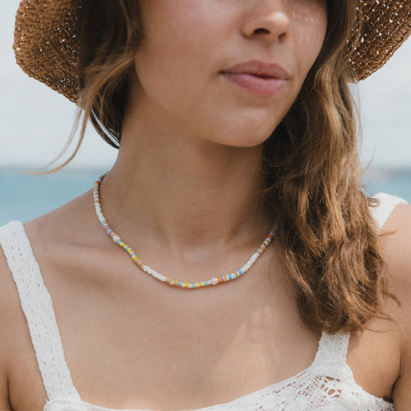 Mentawai Islands Surfer Necklace, Colourful Beaded Choker