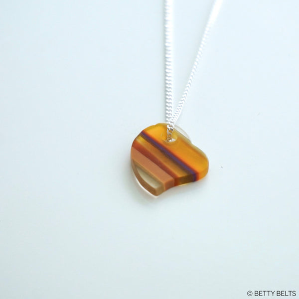 Upcycled Surfite Heart Charm Necklace (drilled version)