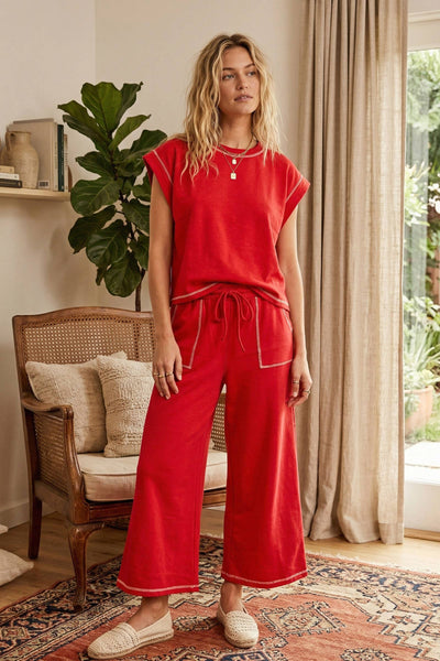 (Original Design) Scuba Contrast Stitch Lounge Set