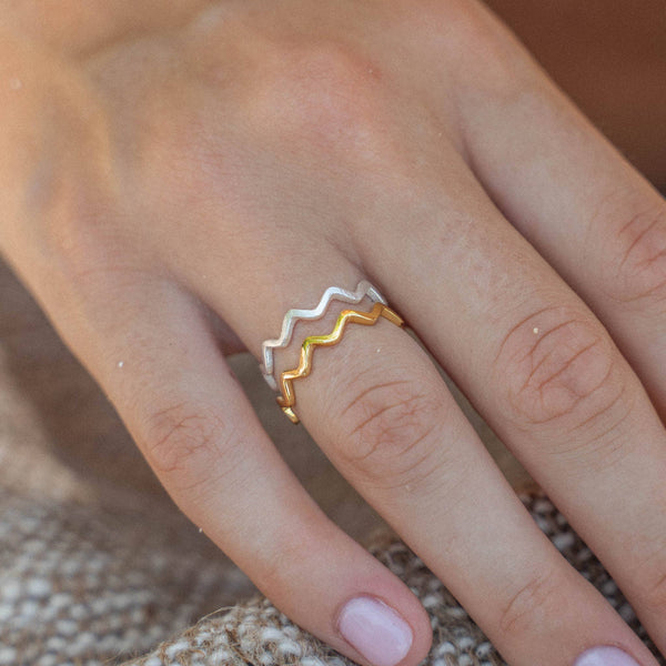 Ripple Wave Ring, Adjustable Silver Stacking Ring