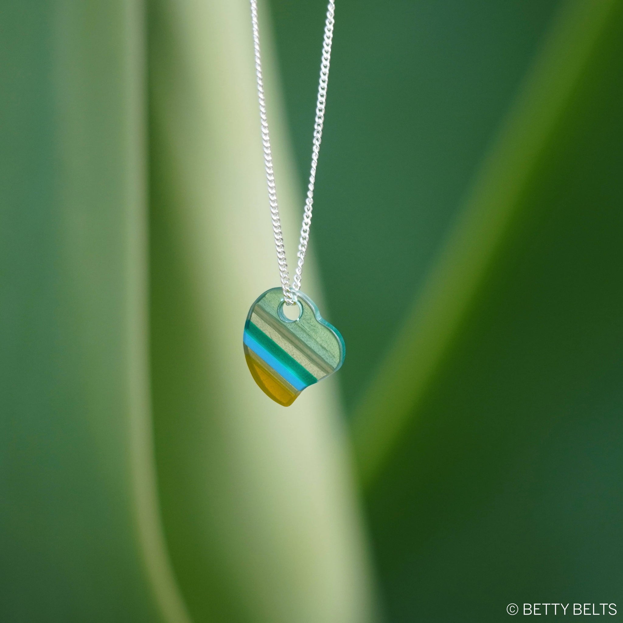 Upcycled Surfite Heart Charm Necklace (drilled version)