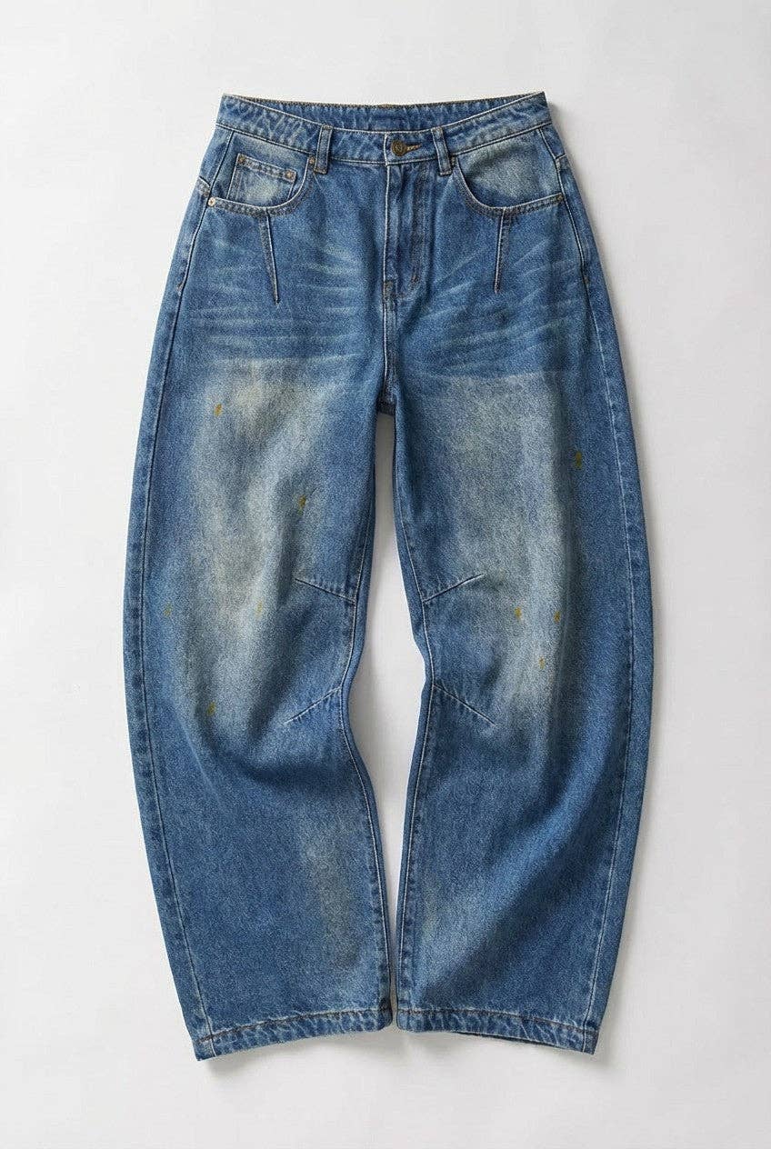 Retro Fade Wide-Leg Barrel Jeans
