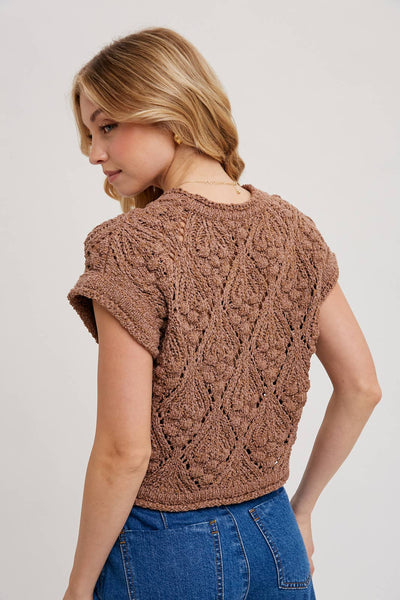 KNIT SWEATER SHORT SLEEVED PULLOVER