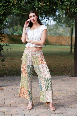 Olive Bloom Hippie Patchwork Pants